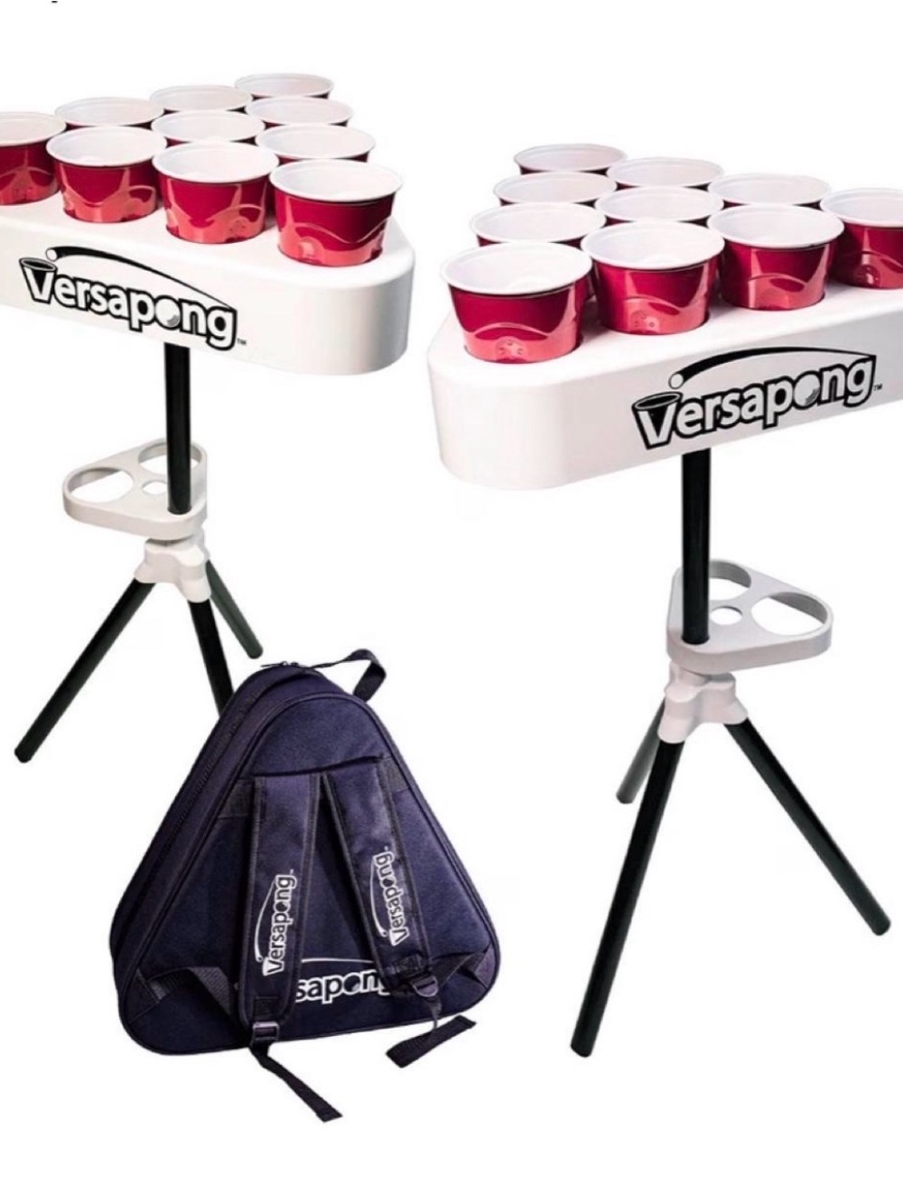 Portable Game Table - White with Red Cups